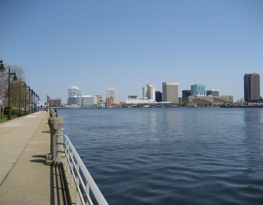 a view of downtown norfolk from my hotel